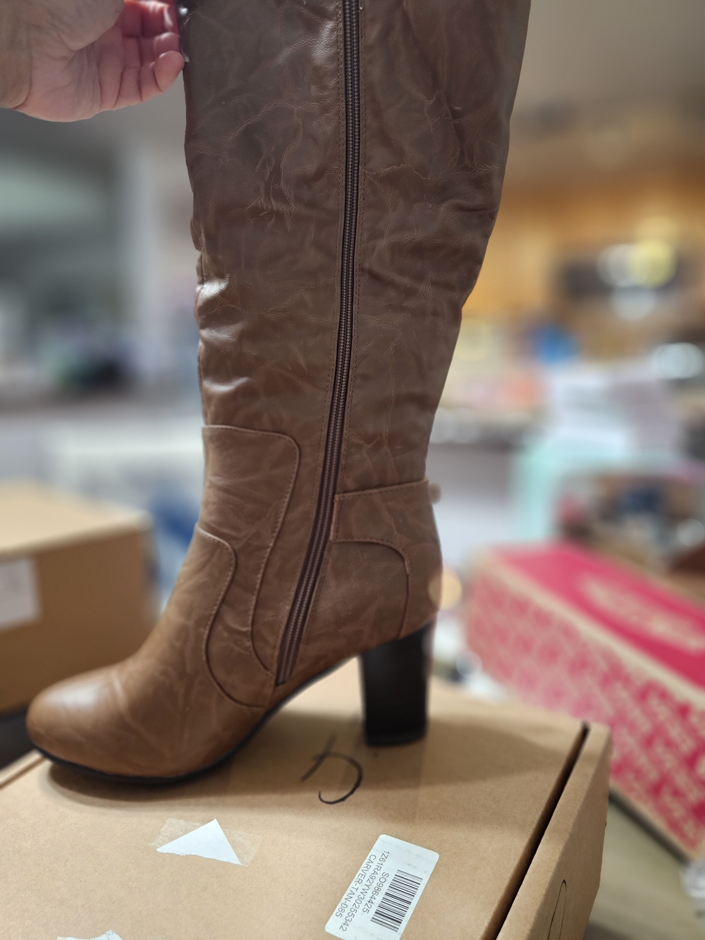 Journee Collection Brown Mid-Calf Block Heel Boots